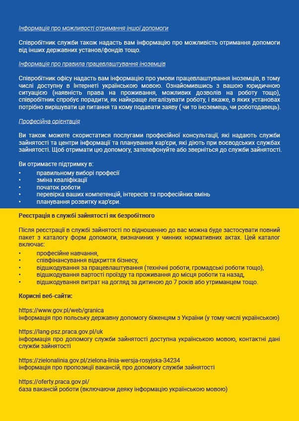Ulotka - Rynek pracy - pomoc dla obywateli Ukrainy