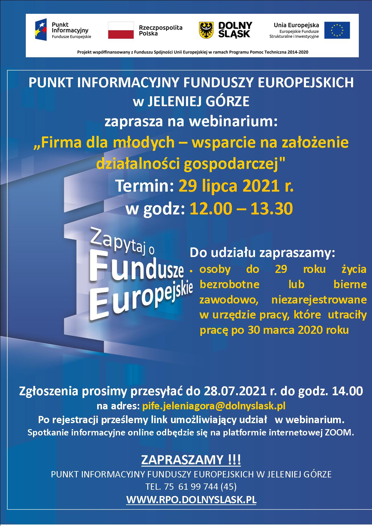 plakat informujący o webinarium w dniu 29.07.2021