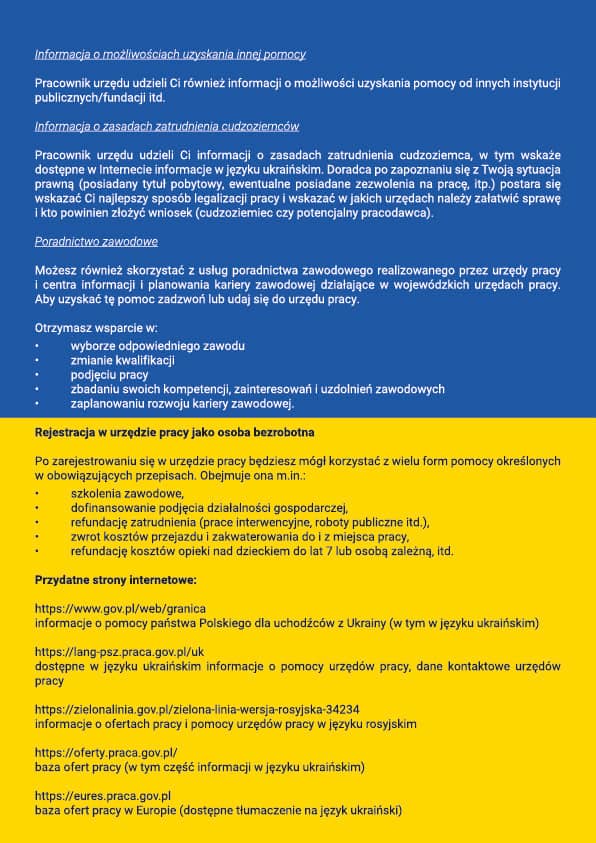 Pomoc obywatelom Ukrainy ulotka w języku polskim